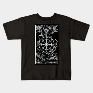 X. Wheel of Fortune Tarot Card |Obsidian and Pearl Kids T-Shirt